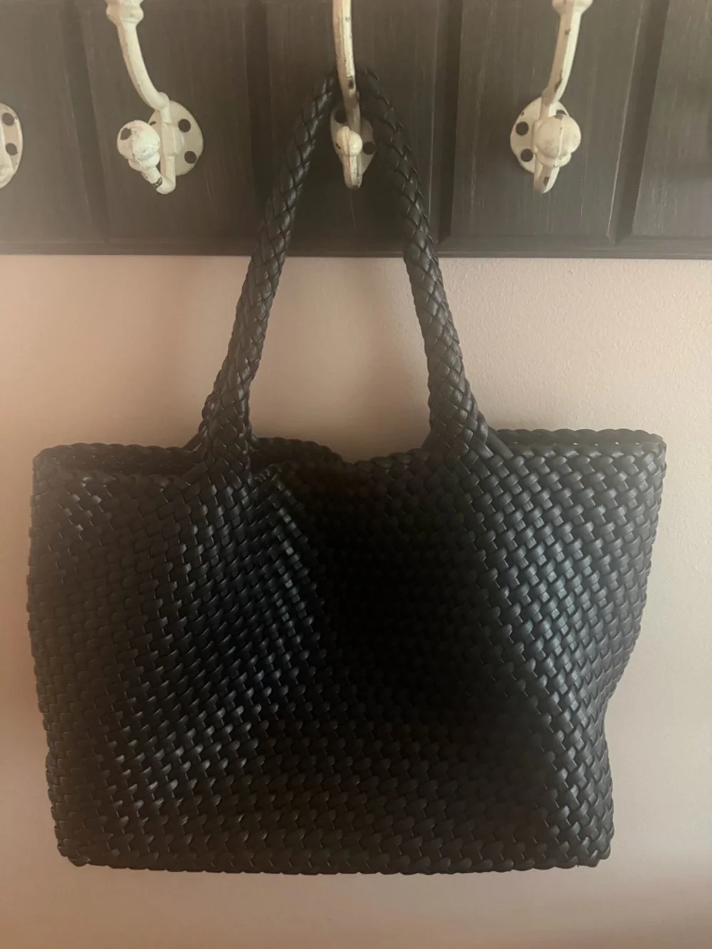 Black Woven Tote Bag - Classic Women's Handbag
